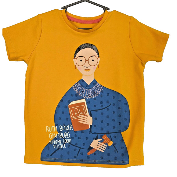 Piccolina Ruth Bader Ginsburg RBG Yellow Short Sleeve Shirt Made In Peru Size 5 - Picture 1 of 6